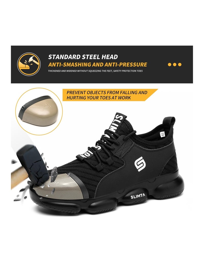 SLIMTA Men Women Safety Shoes Non-Slip Steel Toe Cap Trainers Mesh Breathable Lightweight Comfortable Puncture Proof Industrial Shoes - Image 2